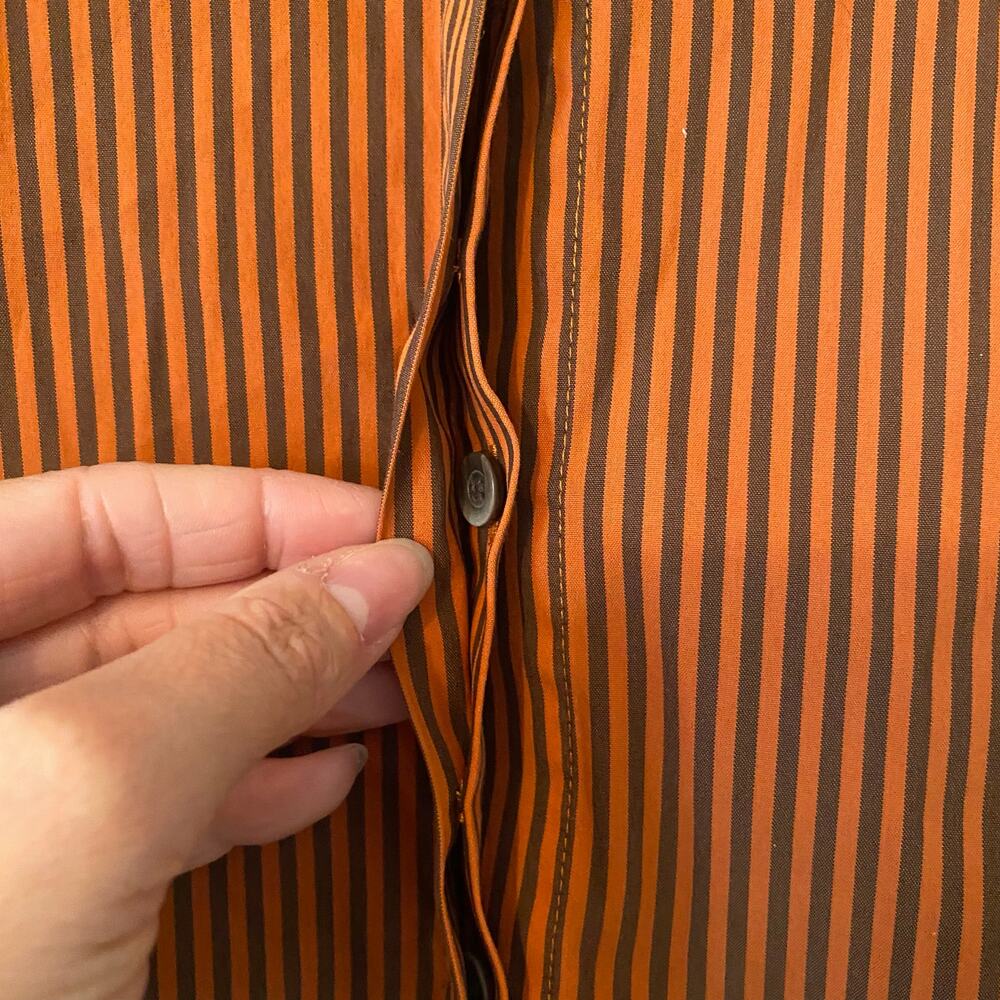 Lafayette 148 Orange Brown Pinstripe Button Down Shirt Cotton Preppy size Small - Picture 6 of 12